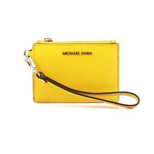 NWT Michael Kors Jet Set Pebble Leather ID Card Coin Wallet Purse Sun
